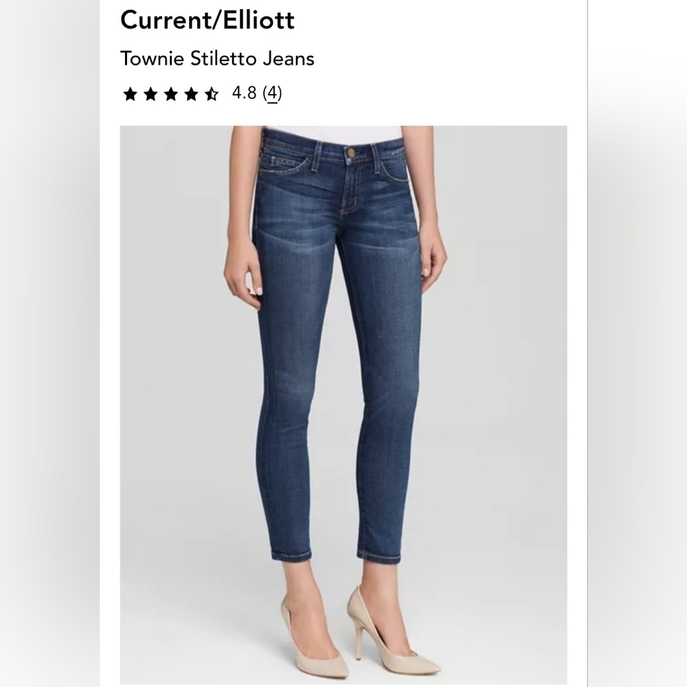 Current/Elliott Dark Blue Skinny Townie Stiletto Jeans, Women's 26 Denim